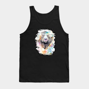 Bear Grizzly Wild Animal Nature Watercolor Art Painting Tank Top